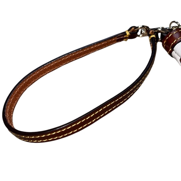 {Dooney & Bourke Cream & Brown Leather Wristlet Convertible Strap} - Picture 7 of 10